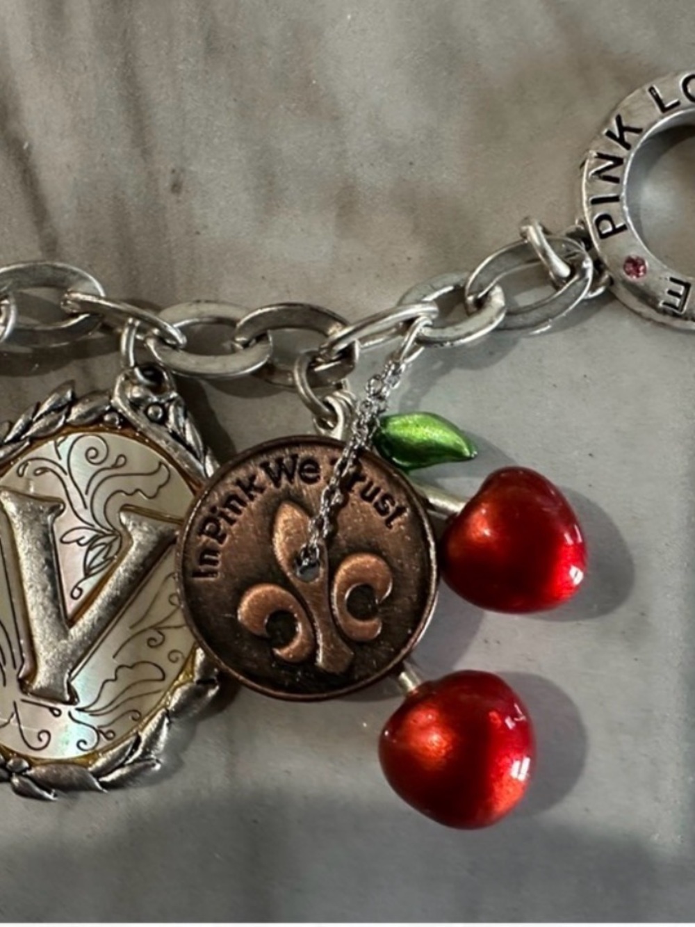PINK Victoria's Secret Silver Charm Bracelet with Pink, Red and Yellow Accents - Picture 5 of 8